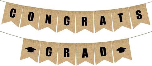 لافتة التخرج من الخيش، لافتة تهنئة ريفية عتيقة للخريجين 2024، لا تحتاج إلى لافتة تخرج من DIY، ديكورات حفلات التخرج لديكور الكلية في الفصول الدراسية والحفلات الراقصة in Kuwait