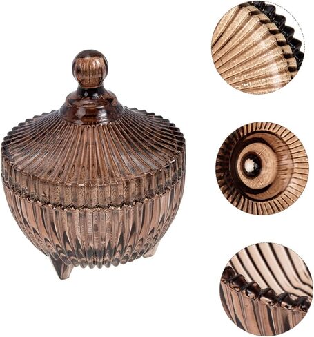 Beavorty jewelry box storage jars with lids taster bowls candy buffet holder makeup organizer cotton ball holder cookie containers with lids crystal candy jar dog treat jar Glass tray snack in Saudi Arabia