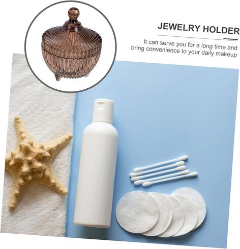 Beavorty jewelry box storage jars with lids taster bowls candy buffet holder makeup organizer cotton ball holder cookie containers with lids crystal candy jar dog treat jar Glass tray snack in Saudi Arabia