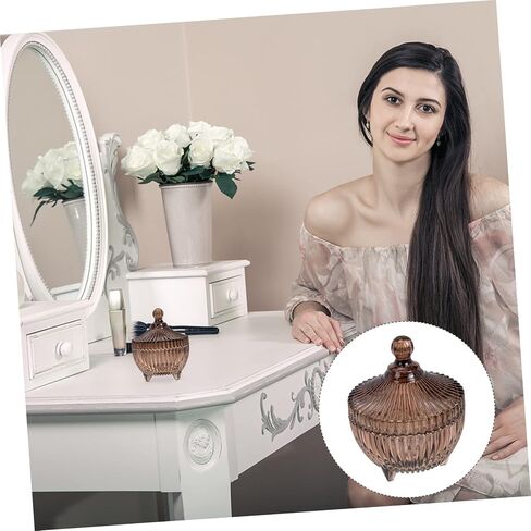 Beavorty jewelry box storage jars with lids taster bowls candy buffet holder makeup organizer cotton ball holder cookie containers with lids crystal candy jar dog treat jar Glass tray snack in Saudi Arabia