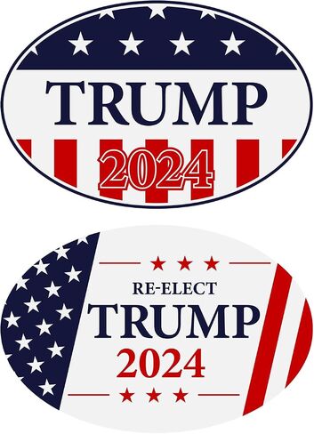 Republican Donald Trump 2024 Bumper Magnets – 2024 American Presidential Election, USA Flag Stars Blue and Red Stripes – for Cars, Trucks (Durable, Magnetic, Waterproof) | 4" x 6" | 2 per Pack (Set 2) in Saudi Arabia