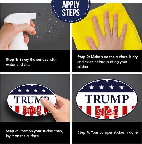 Republican Donald Trump 2024 Bumper Magnets – 2024 American Presidential Election, USA Flag Stars Blue and Red Stripes – for Cars, Trucks (Durable, Magnetic, Waterproof) | 4" x 6" | 2 per Pack (Set 2) in Saudi Arabia