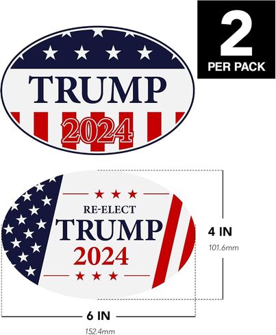 Republican Donald Trump 2024 Bumper Magnets – 2024 American Presidential Election, USA Flag Stars Blue and Red Stripes – for Cars, Trucks (Durable, Magnetic, Waterproof) | 4" x 6" | 2 per Pack (Set 2) in Saudi Arabia