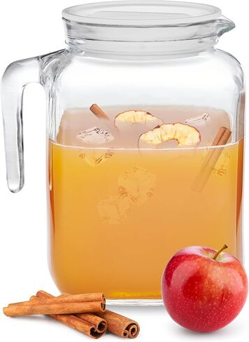 Bormioli Rocco Hermetic Seal Pitcher With Lid and Spout [68 Ounce] for Homemade Juice & Iced Tea or for Glass Milk Bottles, Clear in Saudi Arabia