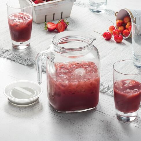 Bormioli Rocco Hermetic Seal Pitcher With Lid and Spout [68 Ounce] for Homemade Juice & Iced Tea or for Glass Milk Bottles, Clear in Saudi Arabia