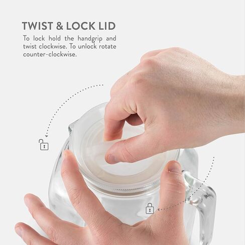 Bormioli Rocco Hermetic Seal Pitcher With Lid and Spout [68 Ounce] for Homemade Juice & Iced Tea or for Glass Milk Bottles, Clear in Saudi Arabia