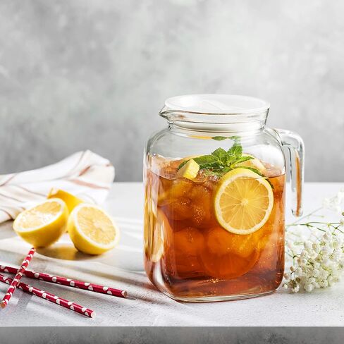 Bormioli Rocco Hermetic Seal Pitcher With Lid and Spout [68 Ounce] for Homemade Juice & Iced Tea or for Glass Milk Bottles, Clear in Saudi Arabia
