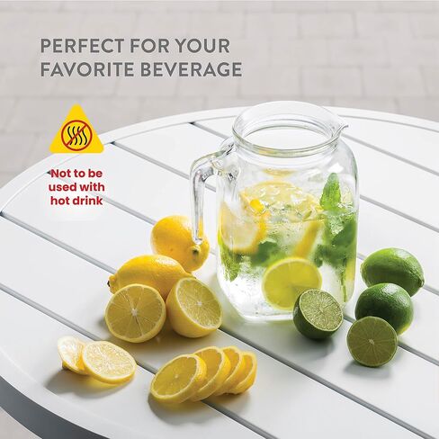 Bormioli Rocco Hermetic Seal Pitcher With Lid and Spout [68 Ounce] for Homemade Juice & Iced Tea or for Glass Milk Bottles, Clear in Saudi Arabia