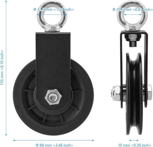 4 قطع عجلة بكرة الصالة الرياضية، عجلة سحب بكرة الكابل، عجلة بكرة للتمرين تدور 360 درجة مع خطاف زنبركي، عجلة بكرة اللياقة البدنية لمعدات الصالة الرياضية in Kuwait