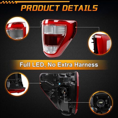 LED Tail Light Assembly Brake Rear Lamp W/Blind Spots Compatible with Ford F150 F-150 King Ranch Lariat Limited Platinum 2021 2022 2023 Replace ML3Z-13405-D (Left Driver Side) in Saudi Arabia