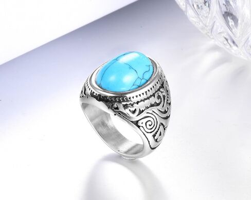 Tiger Eye/Turquoise Ring Stainless Steel Retro Vintage Stone Rings for Men Size 7-12 in Saudi Arabia