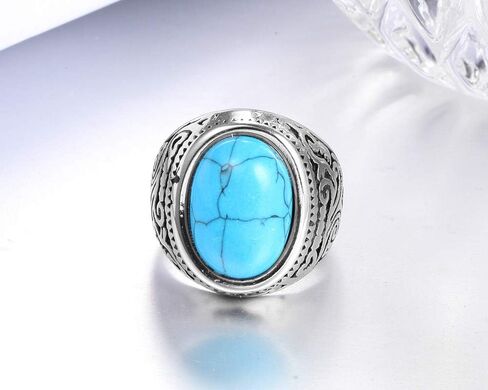 Tiger Eye/Turquoise Ring Stainless Steel Retro Vintage Stone Rings for Men Size 7-12 in Saudi Arabia