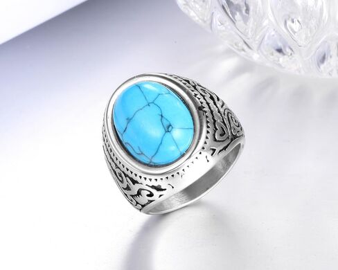 Tiger Eye/Turquoise Ring Stainless Steel Retro Vintage Stone Rings for Men Size 7-12 in Saudi Arabia