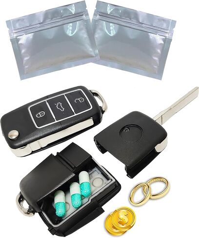 Sneaky Booze Stash Car Key Fob Remote Diversion Safe: FREE Smell/Odor Proof Bag Discrete Portable Storage Container To Hide Pills Jewelry or Valuables Secret Hidden Travel Can Or Home Security 2 pack in Saudi Arabia