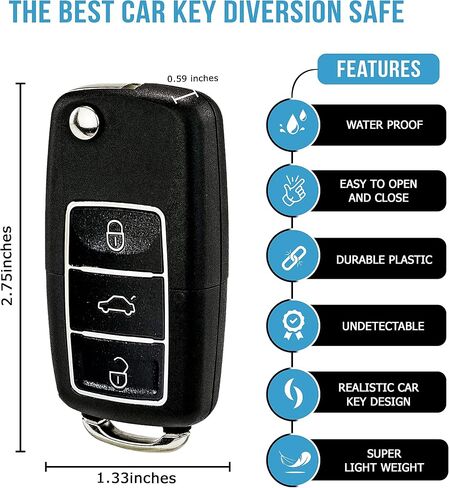 Sneaky Booze Stash Car Key Fob Remote Diversion Safe: FREE Smell/Odor Proof Bag Discrete Portable Storage Container To Hide Pills Jewelry or Valuables Secret Hidden Travel Can Or Home Security 2 pack in Saudi Arabia