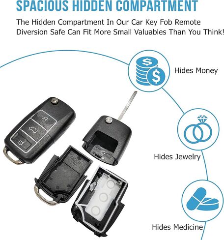 Sneaky Booze Stash Car Key Fob Remote Diversion Safe: FREE Smell/Odor Proof Bag Discrete Portable Storage Container To Hide Pills Jewelry or Valuables Secret Hidden Travel Can Or Home Security 2 pack in Saudi Arabia