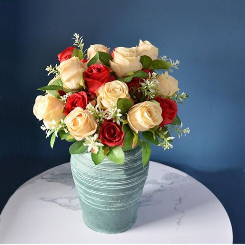 10 Pieces Artificial Flowers Fake Rose Flower Green Roses Bouquet for Valentine's Day Birthday Party Wedding Engagement Home Dinning Table Decoration (Green, 10 PCS) in Saudi Arabia