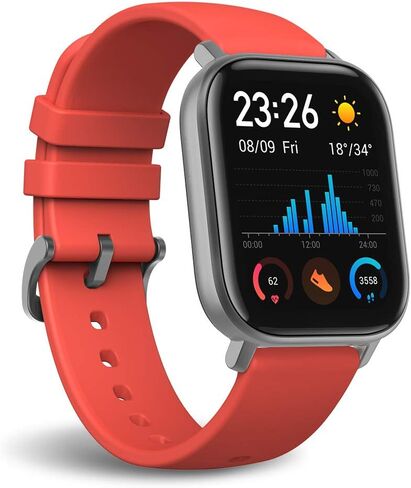 ساعة Amazfit GTS الذكية للياقة البدنية مع مراقب معدل ضربات القلب، عمر بطارية 14 يومًا، تحكم بالموسيقى، شاشة 1.65 بوصة، تتبع النوم والسباحة، نظام تحديد المواقع العالمي، مقاومة للماء، إشعارات ذكية، وردي وردي in Kuwait