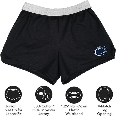 Official Collegiate Primary Logo Womens Soffe Short, Elastic Fold Over Waist Shorts, Junior Fit in Kuwait