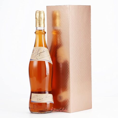 ROSEGLD 2 Wine Gift Boxes 13x4.1x3.8 Inches, Bottle Gift Boxes for Liquor and Champagne, Magnetic Closure Collapsible Gift Boxes (Glossy Rose Gold with Lattice Texture) in Saudi Arabia