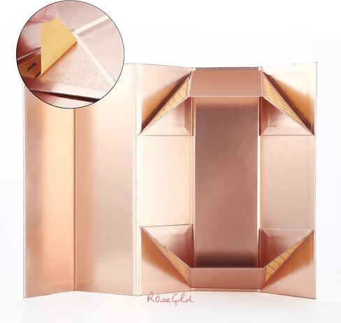 ROSEGLD 2 Wine Gift Boxes 13x4.1x3.8 Inches, Bottle Gift Boxes for Liquor and Champagne, Magnetic Closure Collapsible Gift Boxes (Glossy Rose Gold with Lattice Texture) in Saudi Arabia