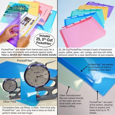 Ultimate Office PortaFile توسيع محفظة الملفات منظم المستندات. يتضمن نظام إدارة الملفات الكامل 25 مجلد ملفات PocketFile قابل للإزالة و6 حلقات ملفات ملونة للتعرف السريع على الملفات in Kuwait