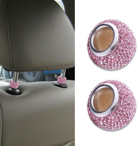2 Pack Car Headrest Collars, Car Head Rest Collars Rings Decor, Crystal Diamond Car Seat Decoration Ring, Bling Car Accessories for Women, Universal Car Interior Decoration Fits All Cars (AB) in Saudi Arabia