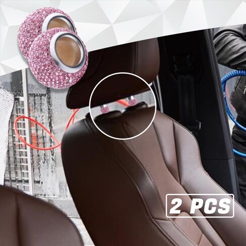 2 Pack Car Headrest Collars, Car Head Rest Collars Rings Decor, Crystal Diamond Car Seat Decoration Ring, Bling Car Accessories for Women, Universal Car Interior Decoration Fits All Cars (AB) in Saudi Arabia