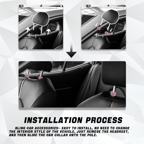 2 Pack Car Headrest Collars, Car Head Rest Collars Rings Decor, Crystal Diamond Car Seat Decoration Ring, Bling Car Accessories for Women, Universal Car Interior Decoration Fits All Cars (AB) in Saudi Arabia