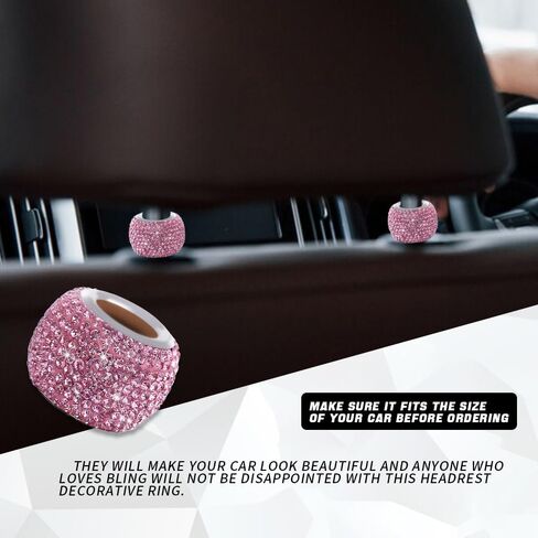 2 Pack Car Headrest Collars, Car Head Rest Collars Rings Decor, Crystal Diamond Car Seat Decoration Ring, Bling Car Accessories for Women, Universal Car Interior Decoration Fits All Cars (AB) in Saudi Arabia