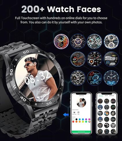 Smart Watch for Men(Answer/Make Call), 1.43'' HD AMOLED Always on Display Smartwatch, 123 Sport Modes, Message Alerts, 400mAh Fitness Watch with Heart Rate/Sleep Monitor for Android iOS, Black in Saudi Arabia