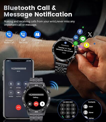 Smart Watch for Men(Answer/Make Call), 1.43'' HD AMOLED Always on Display Smartwatch, 123 Sport Modes, Message Alerts, 400mAh Fitness Watch with Heart Rate/Sleep Monitor for Android iOS, Black in Saudi Arabia