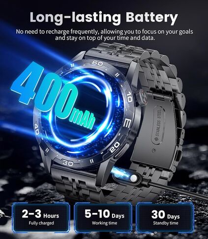 Smart Watch for Men(Answer/Make Call), 1.43'' HD AMOLED Always on Display Smartwatch, 123 Sport Modes, Message Alerts, 400mAh Fitness Watch with Heart Rate/Sleep Monitor for Android iOS, Black in Saudi Arabia
