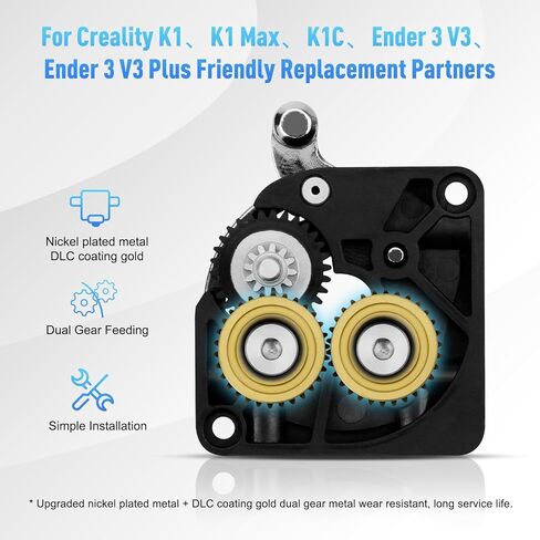 جميع معدات محرك خيوط Hotend المعدنية لملحقات الطابعة ثلاثية الأبعاد Creality K1/K1max/K1c، تروس الطارد عالية الصلابة مطلية بالنيكل، K1 Max Gears in Saudi Arabia