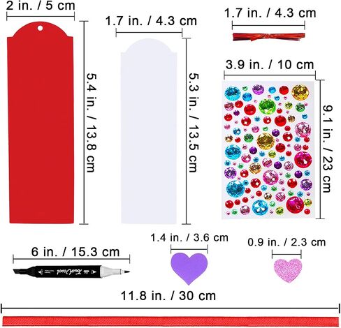 Winlyn 24 Sets Valentine's Day Decorations DIY Heart Bookmarks Valentine Craft Kits Blank Foam Bookmarks with Assorted Hearts Stickers for Kids Classroom Activities Reading Party Favors Gift Exchange in Saudi Arabia