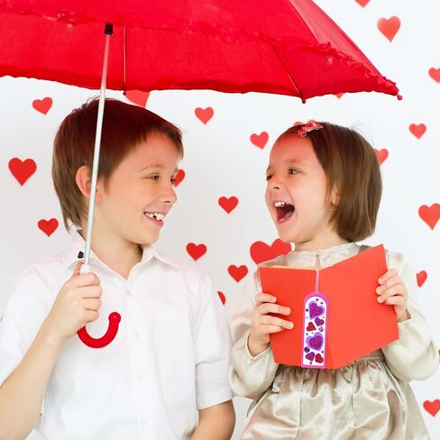 Winlyn 24 Sets Valentine's Day Decorations DIY Heart Bookmarks Valentine Craft Kits Blank Foam Bookmarks with Assorted Hearts Stickers for Kids Classroom Activities Reading Party Favors Gift Exchange in Saudi Arabia