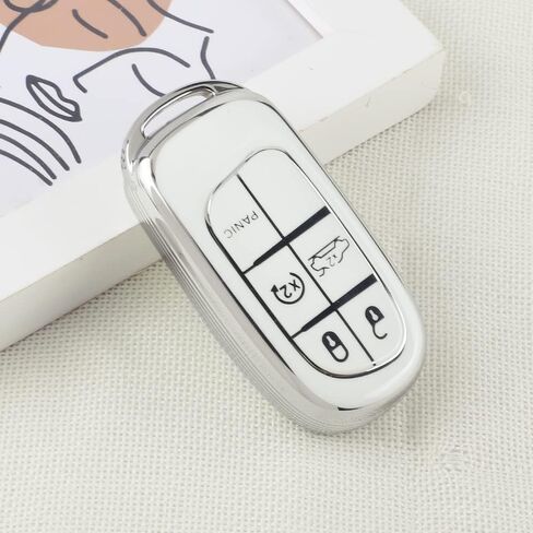 PIFOOG Key Fob Cover for Nissan Rogue Pathfinder 2023 5 Button Car Keys Case Shell Cute Bling Keychain Smart Remote Key Protector Accessories TPU Girly Women White Silver in Kuwait