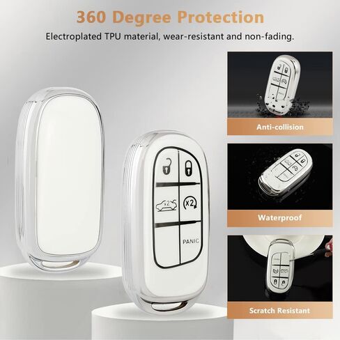 PIFOOG Key Fob Cover for Nissan Rogue Pathfinder 2023 5 Button Car Keys Case Shell Cute Bling Keychain Smart Remote Key Protector Accessories TPU Girly Women White Silver in Kuwait