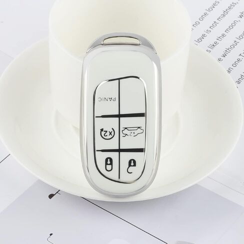 PIFOOG Key Fob Cover for Nissan Rogue Pathfinder 2023 5 Button Car Keys Case Shell Cute Bling Keychain Smart Remote Key Protector Accessories TPU Girly Women White Silver in Kuwait