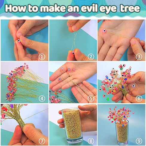 IOOLEEM 300 Evil Eye Beads for Jewelry Making, Beads and Beads assortments, Jewelry Making Supplies (300 Mixed Color Evil Eye Beads) in Saudi Arabia