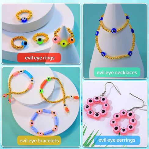 IOOLEEM 300 Evil Eye Beads for Jewelry Making, Beads and Beads assortments, Jewelry Making Supplies (300 Mixed Color Evil Eye Beads) in Saudi Arabia