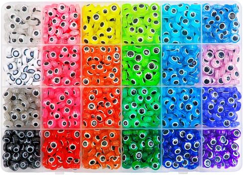 IOOLEEM 300 Evil Eye Beads for Jewelry Making, Beads and Beads assortments, Jewelry Making Supplies (300 Mixed Color Evil Eye Beads) in Saudi Arabia