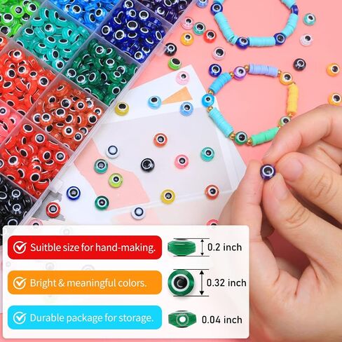 IOOLEEM 300 Evil Eye Beads for Jewelry Making, Beads and Beads assortments, Jewelry Making Supplies (300 Mixed Color Evil Eye Beads) in Saudi Arabia