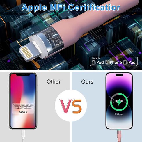 Coiled iPhone Lightning Cable for Apple Carplay, 2 Pack iPhone Charger Cable for Car, [Apple MFi Certified] Retractable iPhone Charger with Data Sync, Short iPhone Charger Cord for iPhone/Pad/Pod in Saudi Arabia