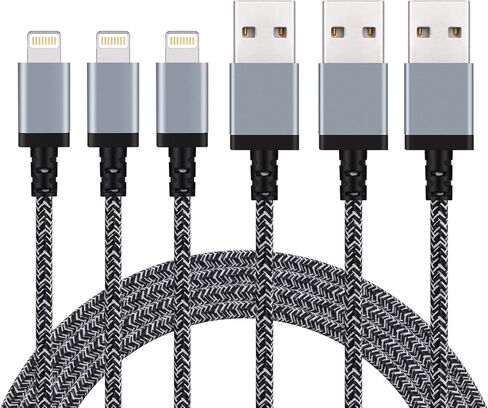 كابل Lightning، 3 حزم بطول 6أقدام [معتمد من Apple MFi] كابل شحن iPhone مضفر من النايلون متوافق مع iPhone 13/13Pro Max/13 Mini/12/12mini/12Pro/11/11Pro/X/Xs Max/XR/8 in Kuwait