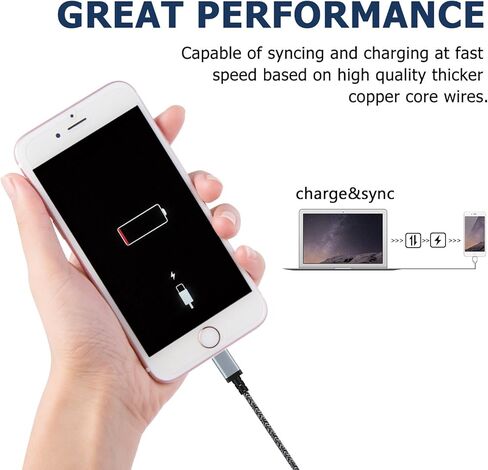 كابل Lightning، 3 حزم بطول 6أقدام [معتمد من Apple MFi] كابل شحن iPhone مضفر من النايلون متوافق مع iPhone 13/13Pro Max/13 Mini/12/12mini/12Pro/11/11Pro/X/Xs Max/XR/8 in Kuwait