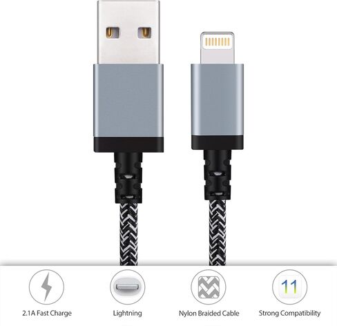 كابل Lightning، 3 حزم بطول 6أقدام [معتمد من Apple MFi] كابل شحن iPhone مضفر من النايلون متوافق مع iPhone 13/13Pro Max/13 Mini/12/12mini/12Pro/11/11Pro/X/Xs Max/XR/8 in Kuwait