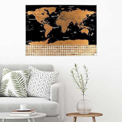 ملصق خريطة السفر مقاس XL من Scratch Off World and USA مع أدوات خدش دقيقة مقاس 33 بوصة × 23 بوصة - 197 دولة/أعلام مع رسم خرائط تفصيلية، ديكور رائع للحائط، هدية in Saudi Arabia