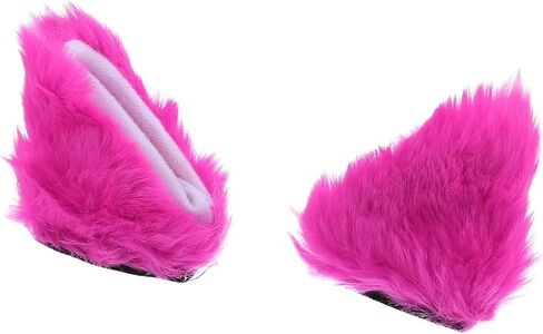 ACROPIX 1 Pair Universal Bicycle Motorcycle Self Adhesive Plush Cat Ears Shape for Helmet Decor Accessory Rose Red White in Saudi Arabia