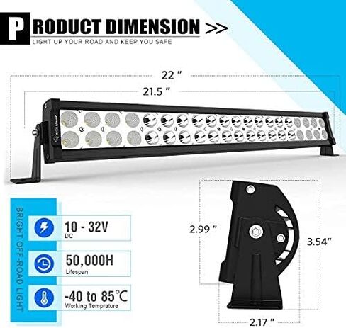 YITAMOTOR 21 بوصة شريط إضاءة للطرق الوعرة بقعة الفيضانات LED بار مقاوم للماء صف مزدوج LED ضوء العمل مع تسخير الأسلاك متوافق للشاحنة، 4X4، ATV، قارب، جيب، شريط إضاءة LED 120 وات أبيض in Kuwait